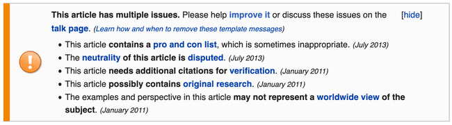 Warning messages on the cowboy coding article
on Wikipedia